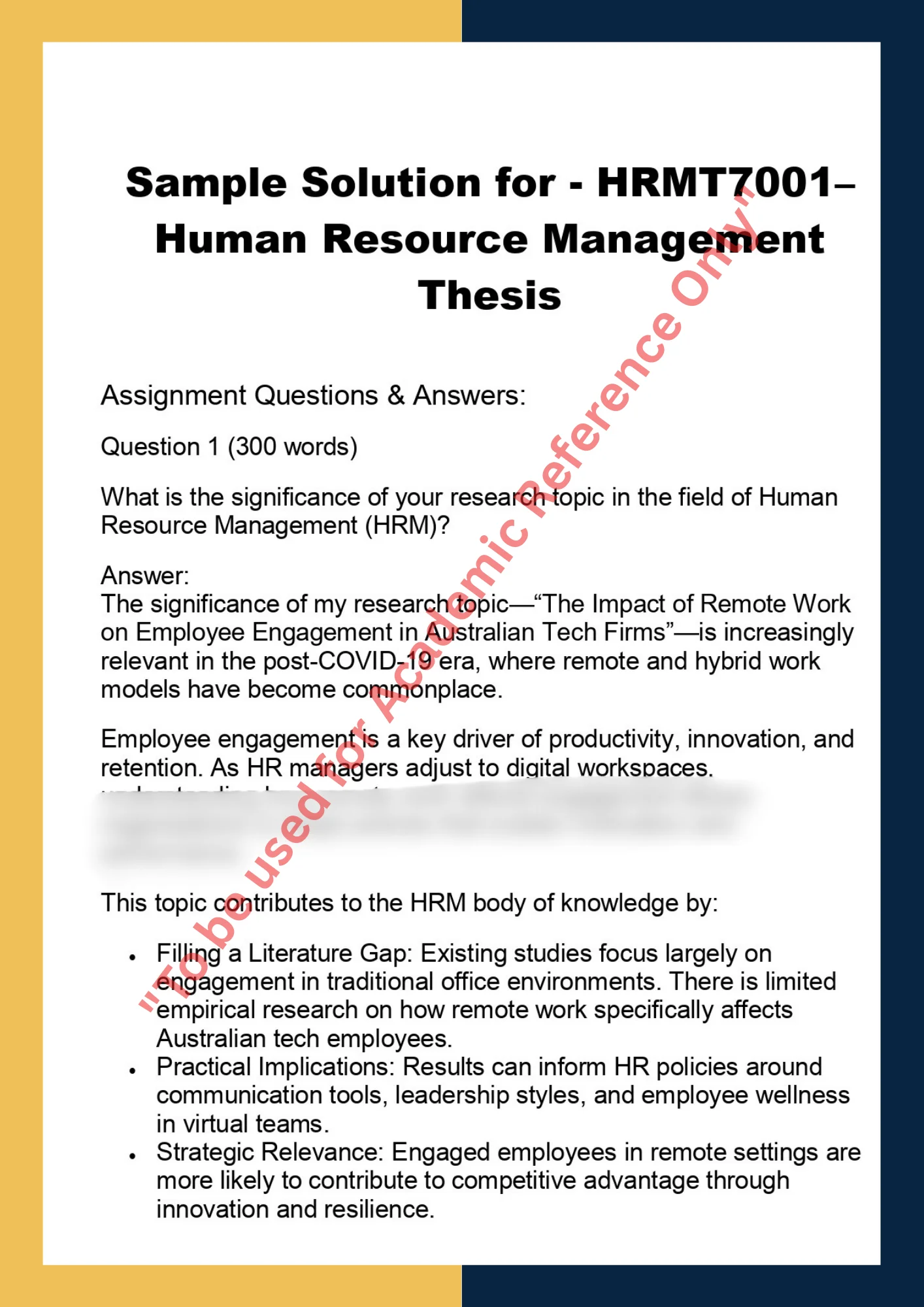 HRMT7001– Human Resource Management Thesis 0